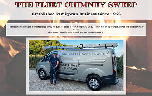 Fleet Chimney Sweep website by Ballynet