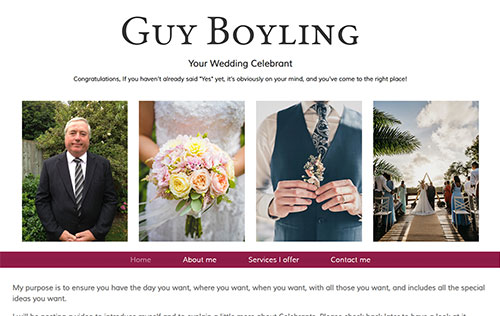 Guy Boyling Wedding Celebrant website by Ballynet