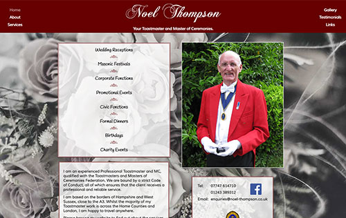 Noel Thompson Toastmaster website by Ballynet